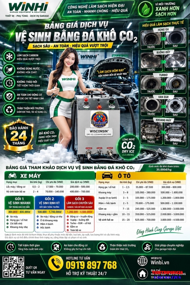 Bảng giá vệ sinh bằng đá khô CO₂ WINHI 2026