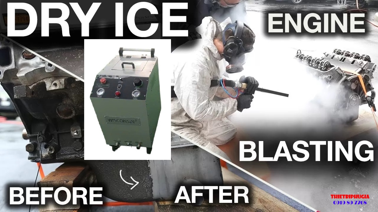 Máy Bắn Đá Khô CO2 Vệ Sinh Xe Máy ÔTô Cơ Khí Công Nghiệp