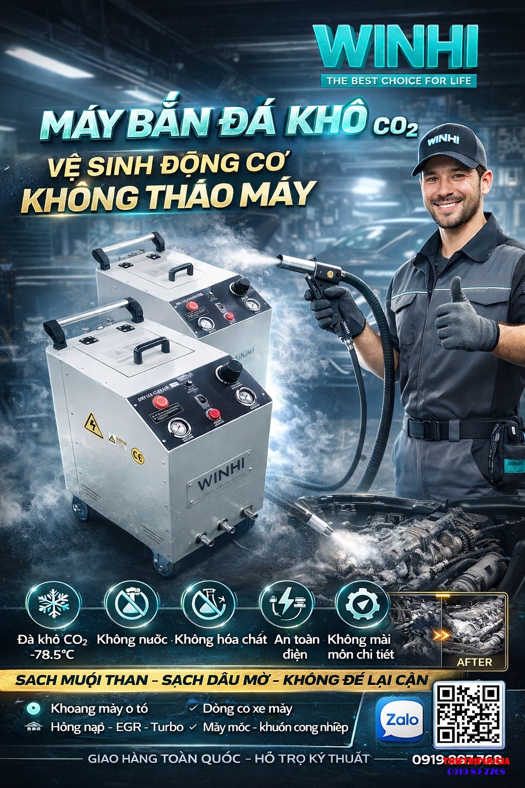 may ban da kho co2 winhi ve sinh dong co WICOSIN W9000